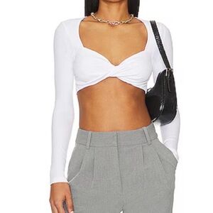 Superdown Twist Front Crop Top in White